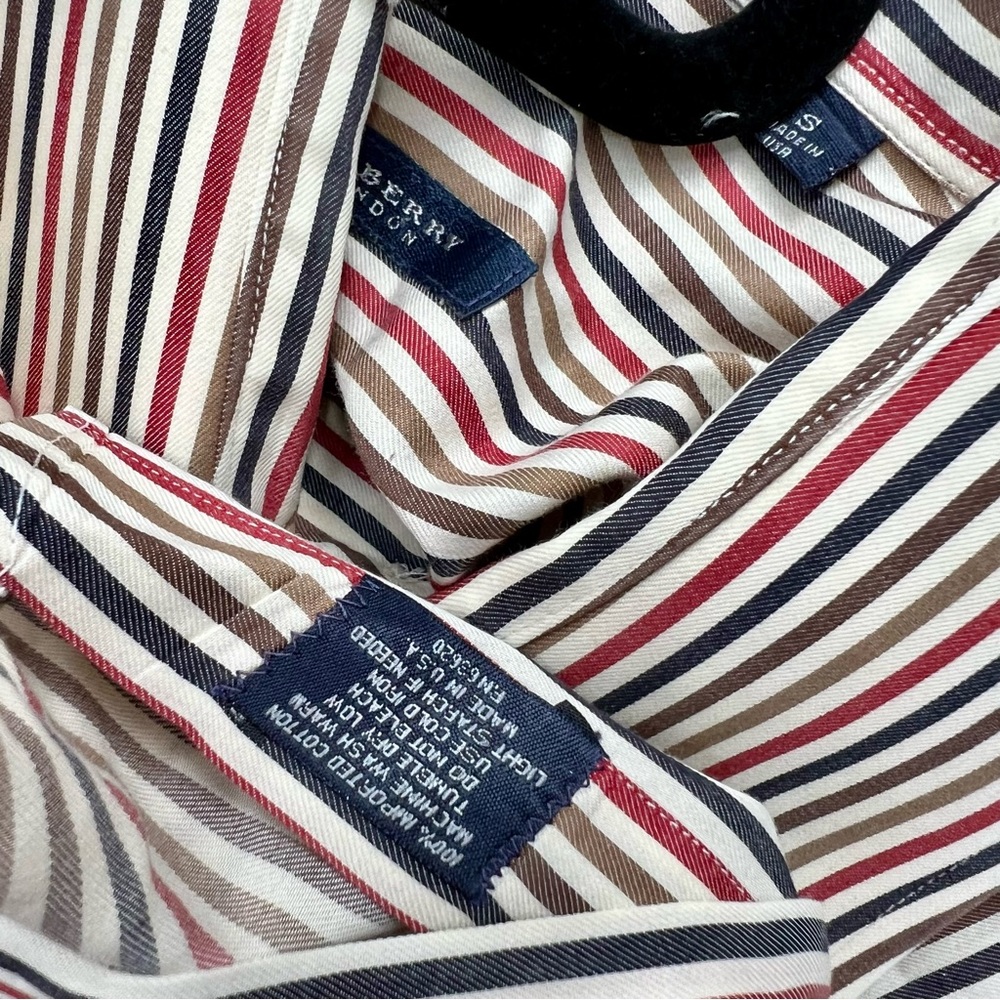 Burberry London Striped Button Up Shirt Long Sleeve Dress Shirt Cotton S - Picture 7 of 7